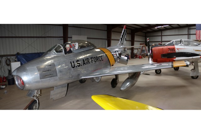 Andrew before his checkride in an F-86.